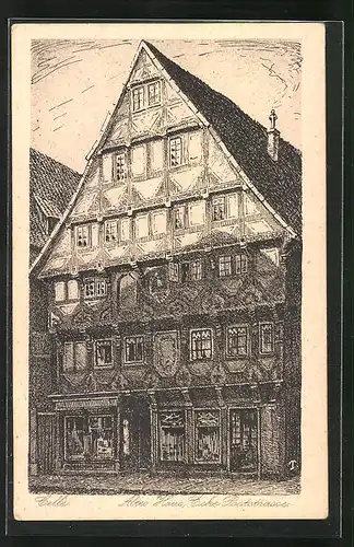 AK Celle, Ecke Poststrasse, Altes Haus