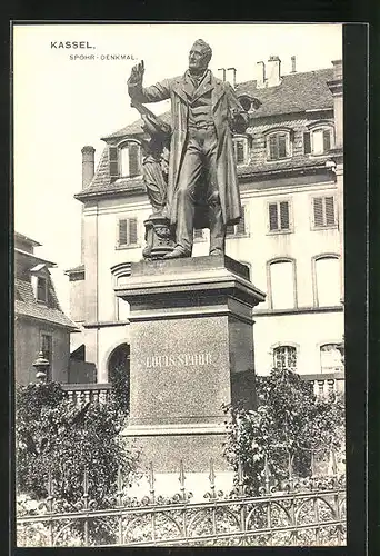 AK Kassel, Denkmal von Louis Spohr am Opernplatz