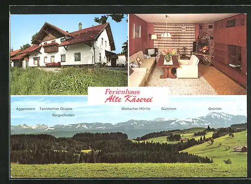 AK Rechtis /Allgäu, Hotel Alte Käserei mit Bergpanorama