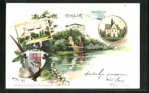 AK Orlik, Zamek, Kostel, Wappen