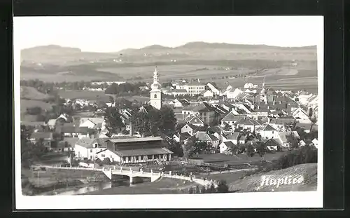 AK Kaplitz /Kaplice, Panorama, Kostel