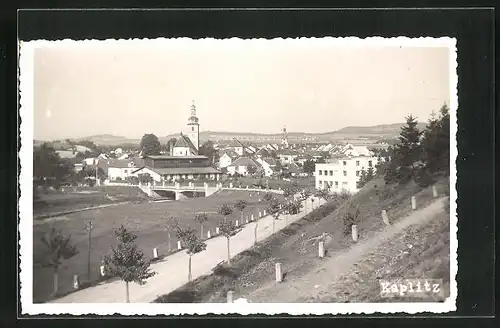 AK Kaplitz /Kaplice, Ortsansicht mit Kirche