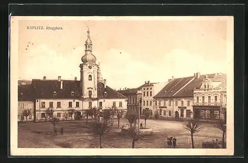 AK Kaplitz /Kaplice, Rathaus am Ringplatz