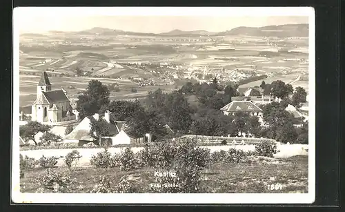 AK Kaplitz i. B., Teilansicht mit Kirche und Friedhof