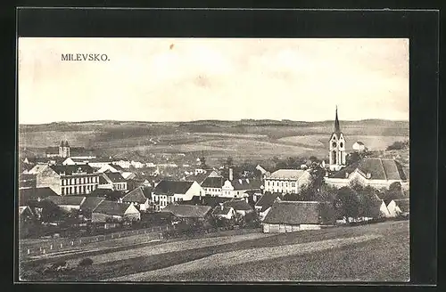 AK Milevsko, Panorama, Kostel