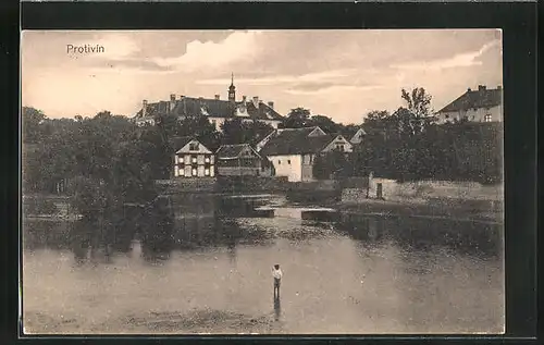 AK Protivin, Flusspartie mit Ortsansicht