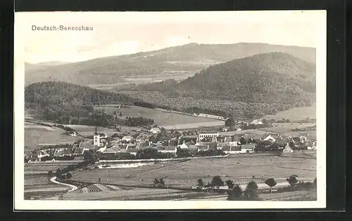 AK Deutsch-Beneschau, Panorama mit Hügellandschaft