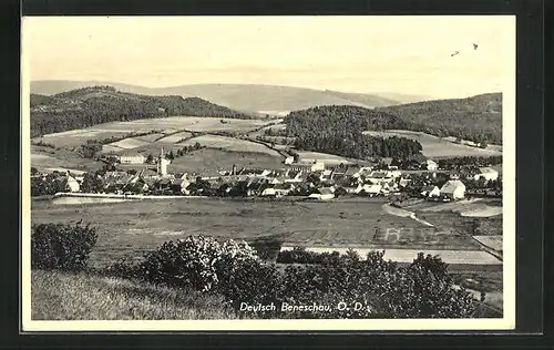 AK Deutsch-Beneschau O. D., Gesamtansicht aus de Ferne