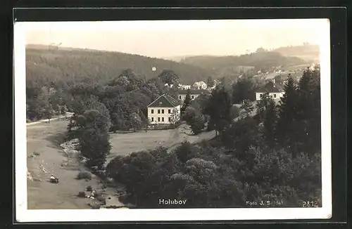 AK Holubov, Teilansicht der Ortschaft im Wald
