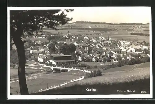 AK Kaplitz, Ortsansicht mit Zufahrtsstrasse und Kirche