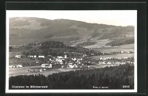 AK Oberplan, Ortsansicht mit Kirche