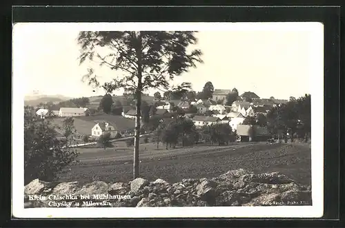 AK Klein Chischka bei Mühlhausen, Ortsansicht zwischen Feldern
