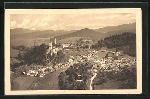 AK Rosenberg im Böhmerwalde, Panorama mit Ort und Landschaft