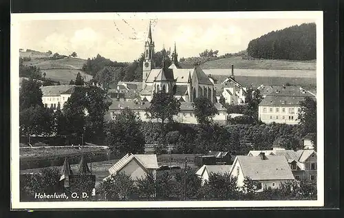 AK Hohenfurt, Ortsansicht mit Kirche