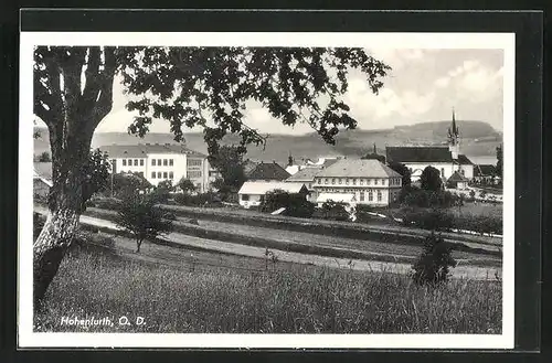 AK Hohenfurt, Ortsansicht und umliegende Felder