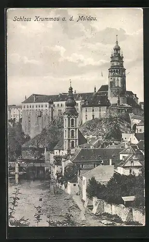 AK Krumau / Cesky Krumlov, Schloss an der Moldau