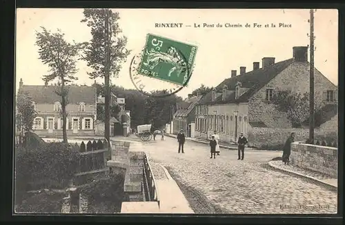 AK Rinxent, Le Pont du Chemin de Fer et la Place