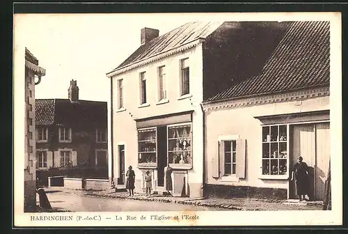 AK Hardinghen, La Rue de L`Eglise et L`Ecole