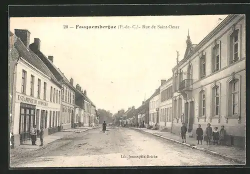 AK Fauquembergue, Rue de Saint-Omer, l`Estaminet du Commerce