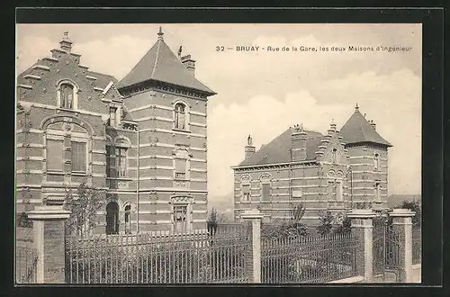 AK Bruay, Rue de la Gare, les deux Maisons d`ingenieur