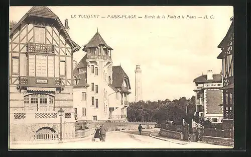 AK Le Touquet-Paris-Plage, Entrée de la Forét et le Phare