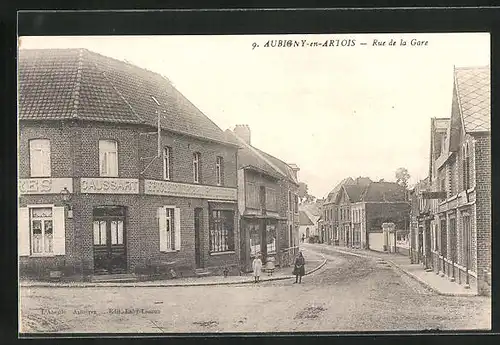AK Aubigny-en-Artois, Rue de la Gare