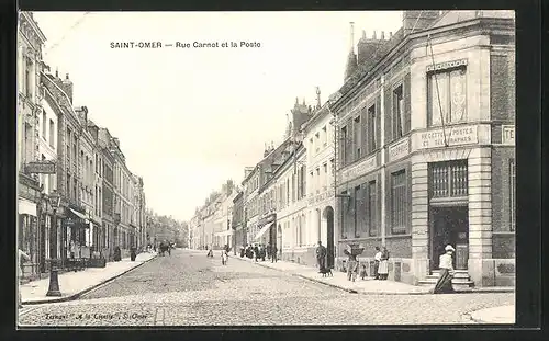 AK Saint-Omer, Rue Carnot et la Poste
