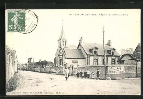 AK Merlimont, L`Église, La Mairie et l`Ecole