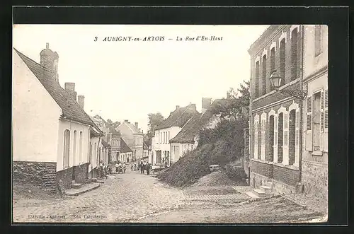 AK Aubigny-en-Artois, La Rue d`En-Haut