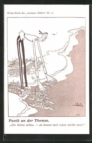 AK Franzose versucht Kriegsschiffe zu stoppen, Propaganda 1. Weltkrieg