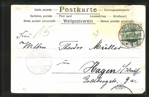 AK Krefeld, Das deutsche Kaiserpaar verlässt das Museum 1902