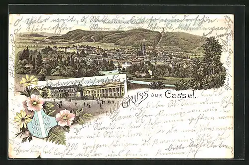 Lithographie Kassel, Friedrichplatz und Panorama