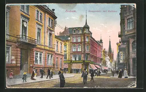 AK Bochum, Bongardstrasse mit Rathaus