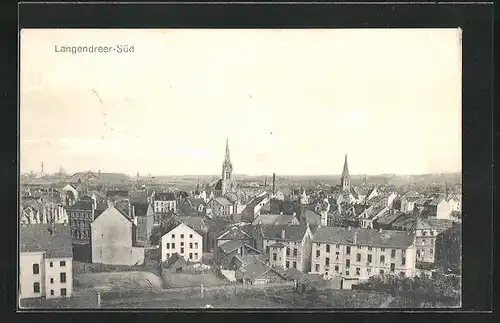 AK Langendreer, Blick auf die Stadt mit Kirchturm