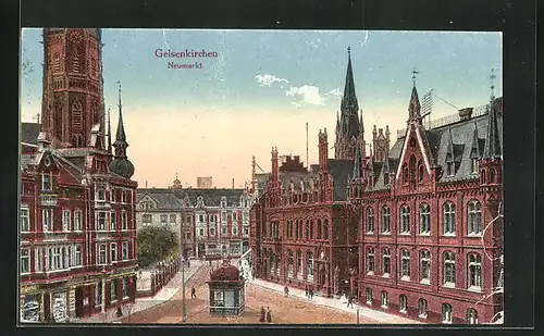 AK Gelsenkirchen, Neumarkt mit Besuchern