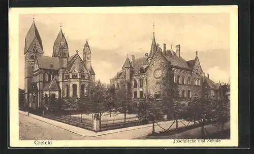 AK Crefeld, Josefkirche und Schule