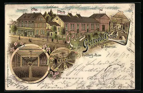 Lithographie Duisburg a. Rh., Hotel-Restaurant Getreide-Börse