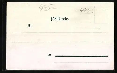 Lithographie Duisburg, Musikinstrumenten- u. Spielwarenmagazin Jacoby Central-Bazar, Knüppelmarkt 13, Neues Rathaus