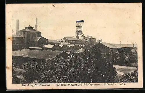 AK Homberg /Niederrhein, Steinkohlenbergwerk Rheinpreussen, Schacht I und II