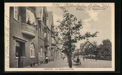 AK Krefeld, Von Beckerathstrasse mit Passanten