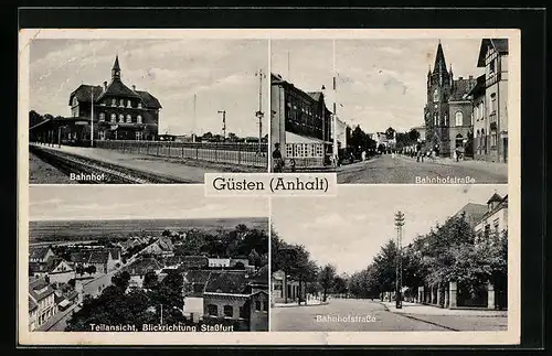 AK Güsten /Anhalt, Bahnhof, Bahnhofstrasse, Teilansicht Blickrichtung Stassfurt