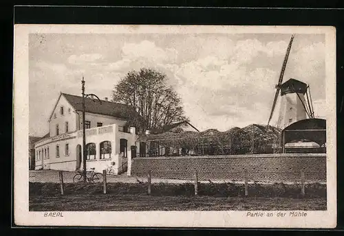 AK Baerl, Partie an der Mühle mit Restaurant zur Linde