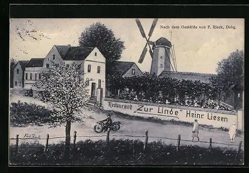 AK Duisburg, Restaurant zur Linde mit Windmühle