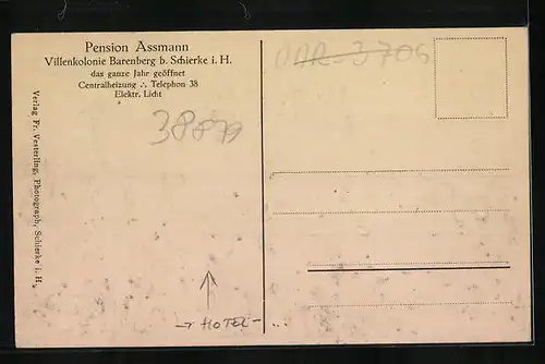 AK Schierke - Barenberg, Hotel-Pension Assmann