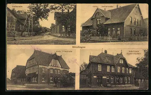 AK Rätzlingen, Hofb. Schierwater, Schröderers Gasthaus, Dorfstrasse