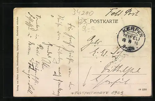 AK Spangenberg, Festpostkarte 1909, 600 jähr. Feier d. Erneuerung d. Stadtrechte, Panorama