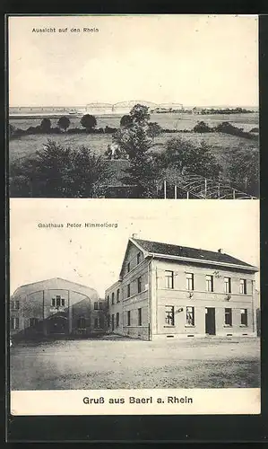 AK Baerl a. Rh., Aussicht auf den Rhein, Gasthaus Peter Himmelberg