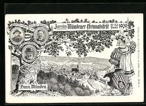 AK Hann. Münden, Festpostkarte zum 2. Mündener Heimatsfest 1909, Panorama