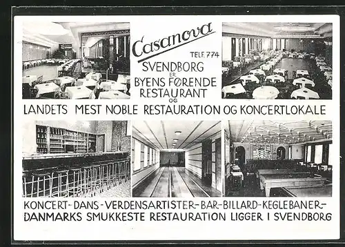AK Svendborg, Restaurant Casanova, Kegelbahn, Billard