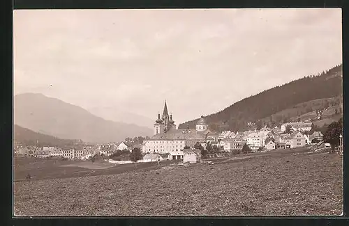 AK Mariazell, Ortsansicht mit Blick auf Kirche